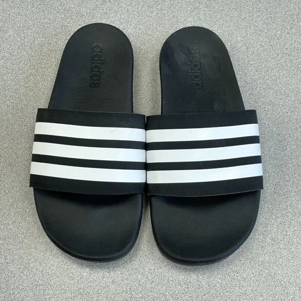 NWOT Adidas Adilette Comfort Slides Men's Size 5  Black & White